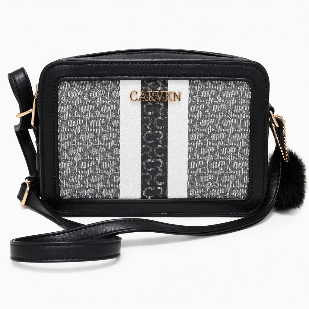 Morral Carven Paris color negro con estampado frontal