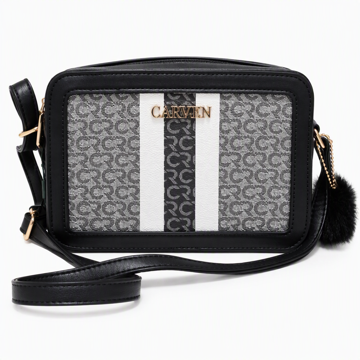 Morral Carven Paris color negro con estampado frontal
