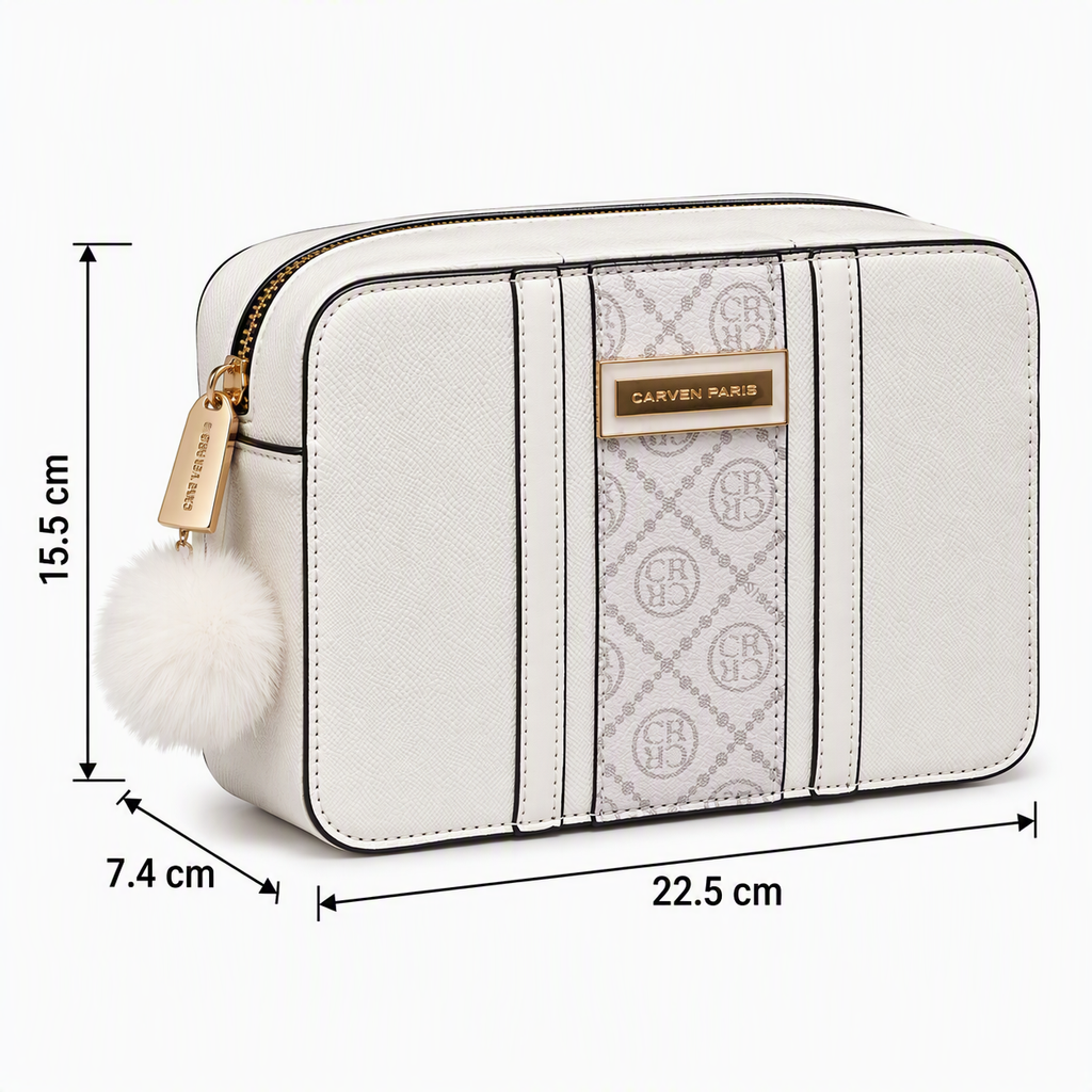 Morral Carven Paris color hueso con estampado frontal