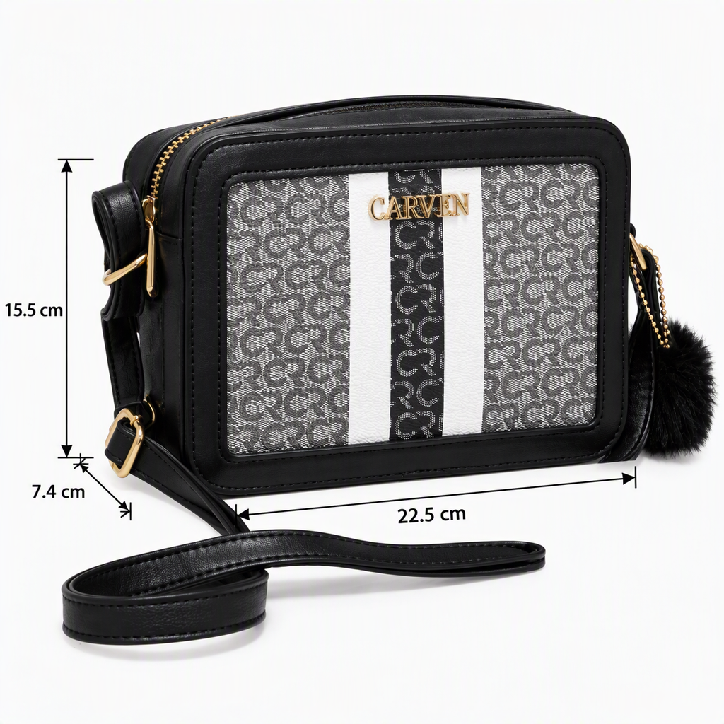 Morral Carven Paris color negro con estampado frontal