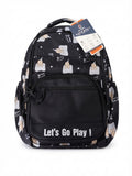 Mochila color negro con estampado